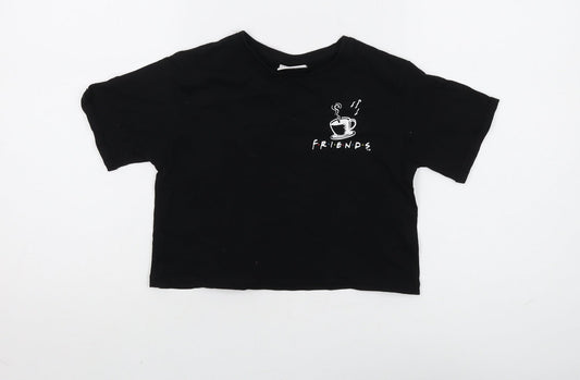 Friends Girls Black Cropped T-Shirt, 7-8 Years, Graphic Logo