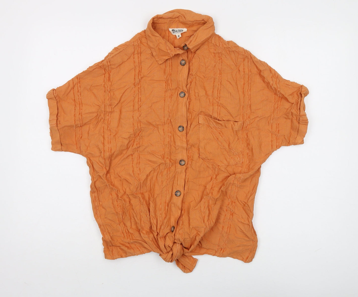 Saltrock Women's Orange Button-Up Shirt, Size 8