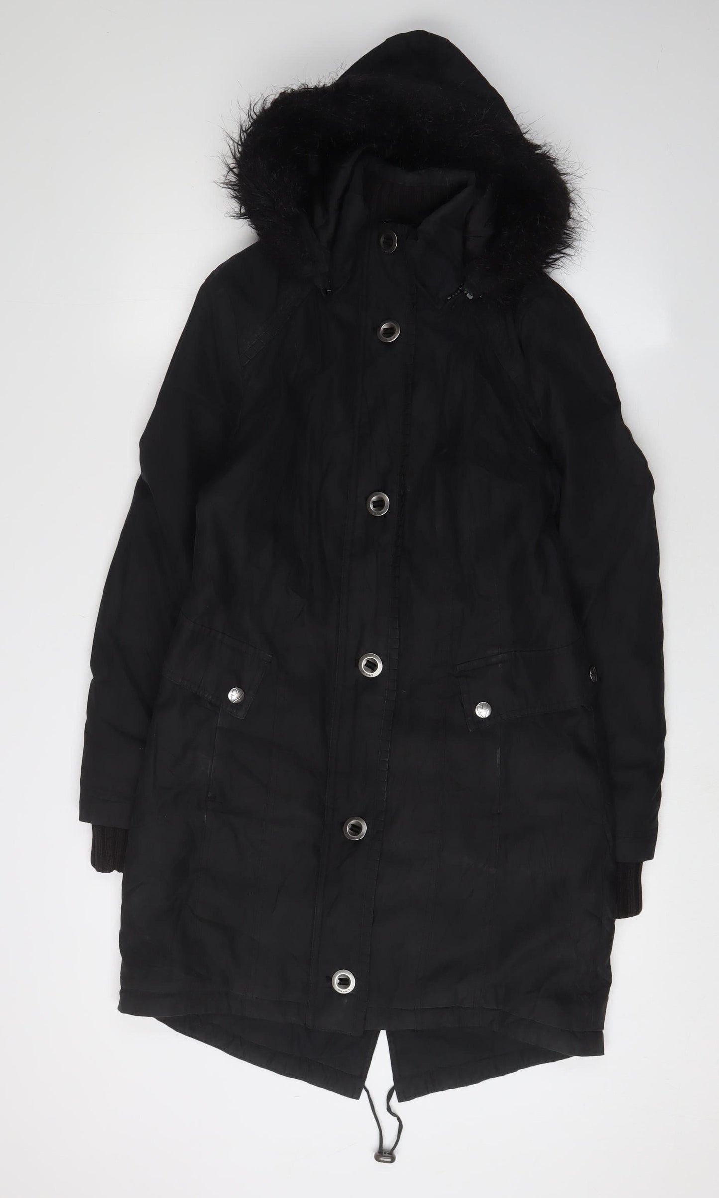 Marks and Spencer Women's Black Fur Trim Parka Coat