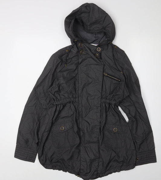 Mamas & Papas Women's Black Check Parka Jacket Size 8