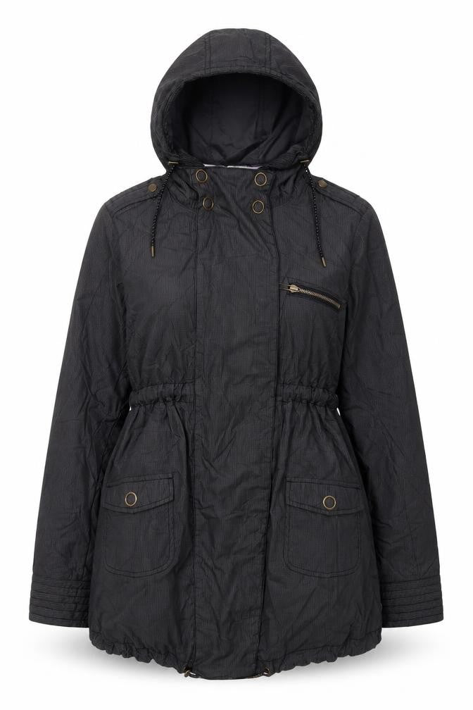 mamas & papas Women's Black Check Parka Jacket Size 8