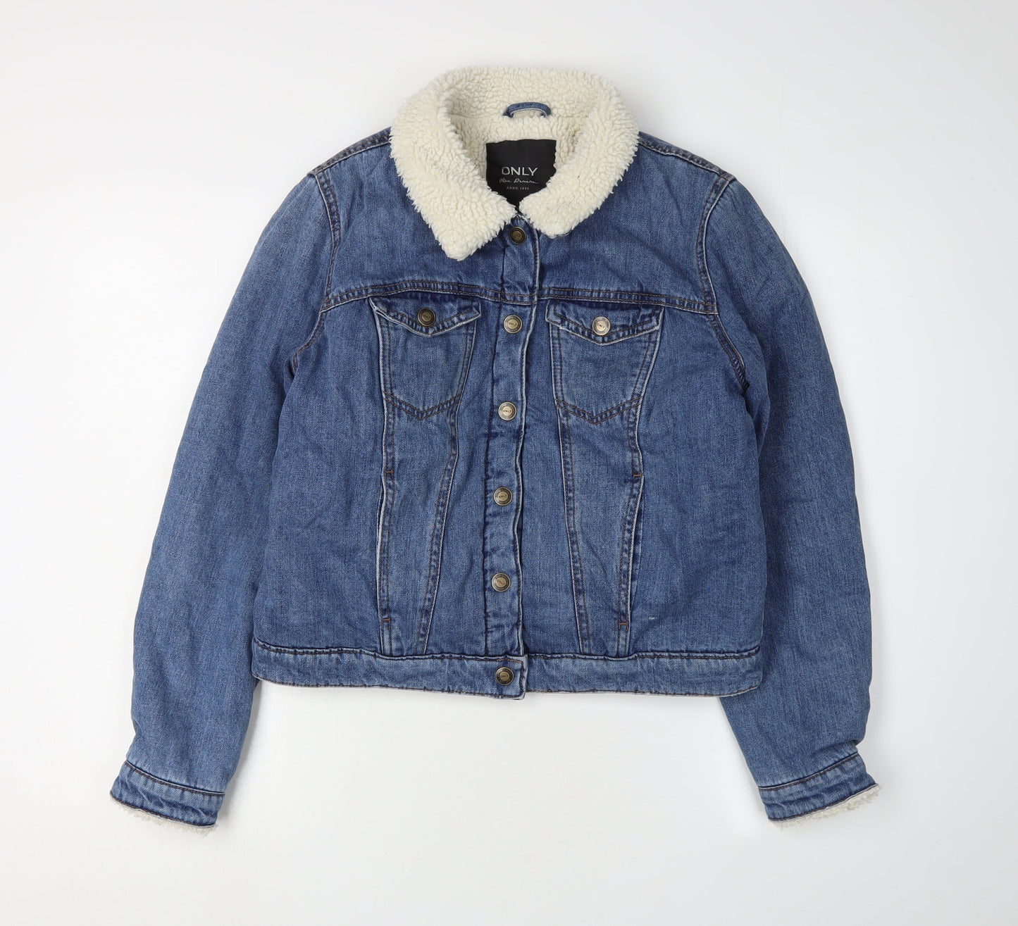 ONLY Women's Blue Denim Basic Jacket Size 10