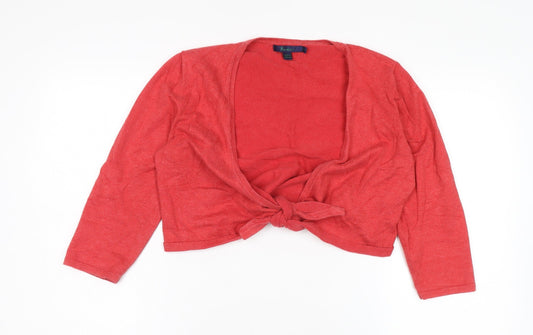 Eddie Bauer Women's Red Cardigan V-Neck Jumper M