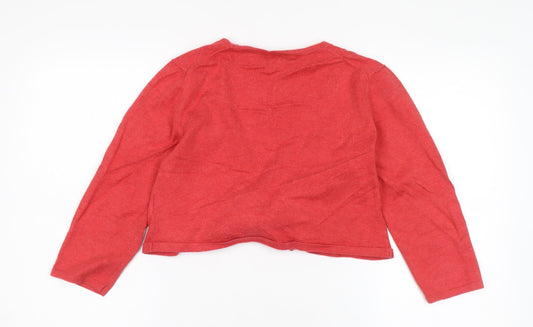 Eddie Bauer Women's Red Cardigan V-Neck Jumper M