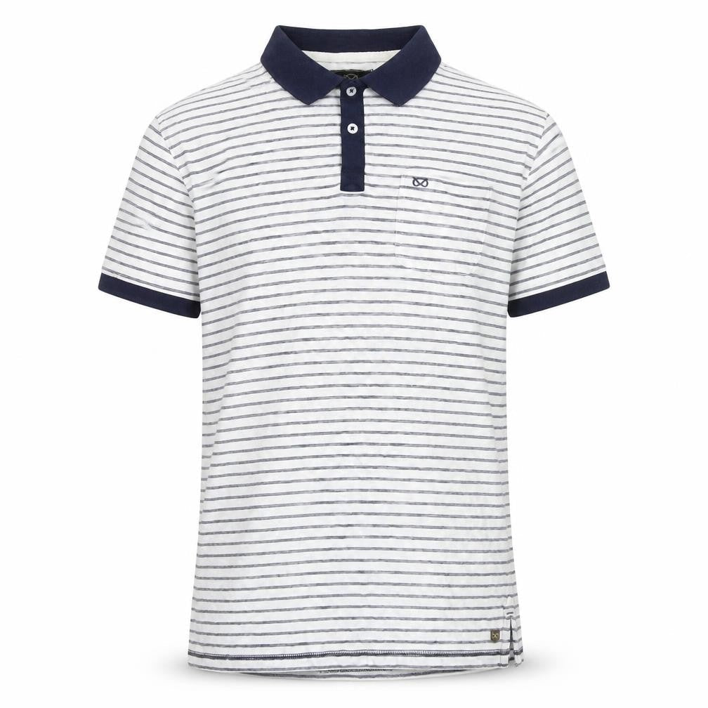 Farrell Men's White Striped Polo, Size L, Short Sleeve