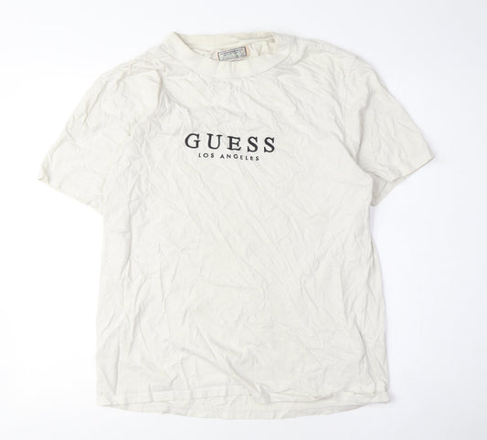 Guess Men's Beige Short Sleeve Logo T-Shirt Size S