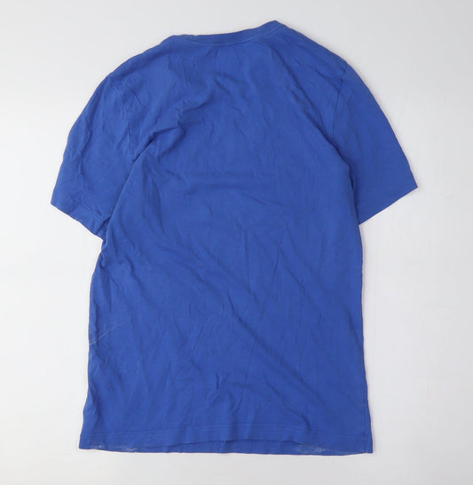 Adidas Boys Blue Graphic T-Shirt Medium Casual Logo