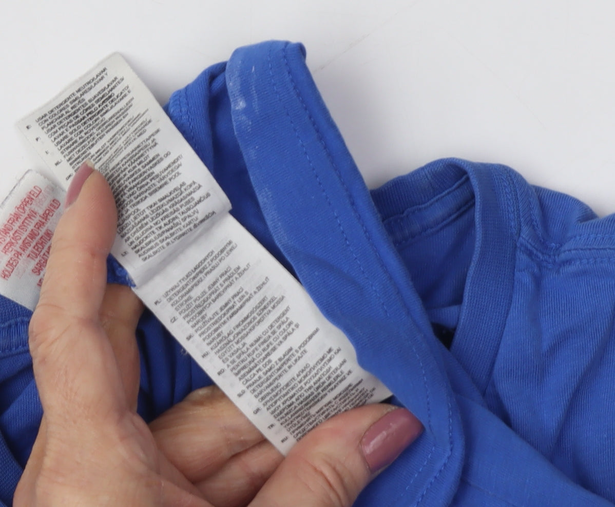 Adidas Boys Blue Graphic T-Shirt Medium Casual Logo