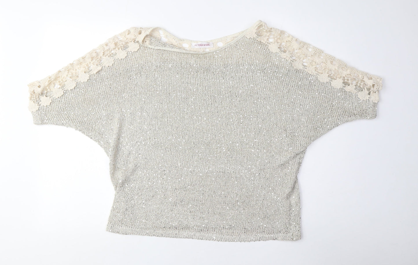 Victoria & Karl Women's Silver Sequin Pullover Jumper One Size