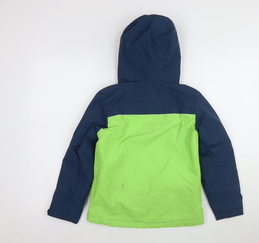Crane Boys Puffer Jacket Blue Green 7-8 Years Hooded