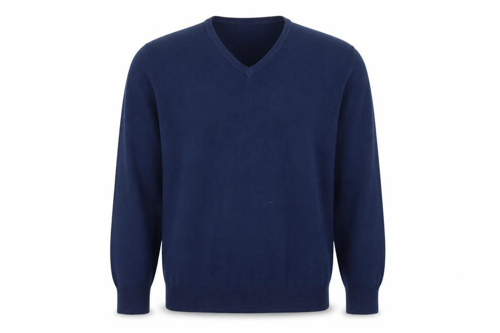 Marks and Spencer Men's Blue V-Neck Pullover Jumper - Size L