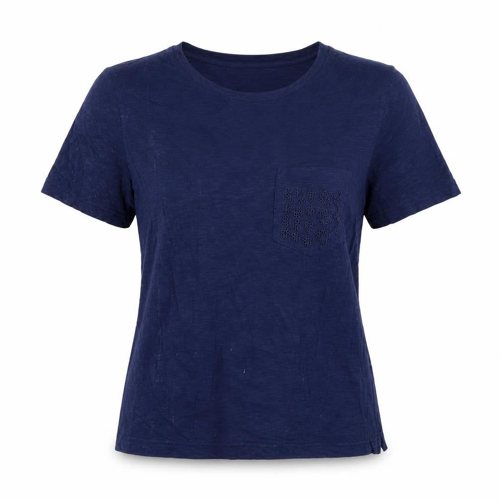 Marks and Spencer Women's Blue Embroidered T-Shirt Size 8