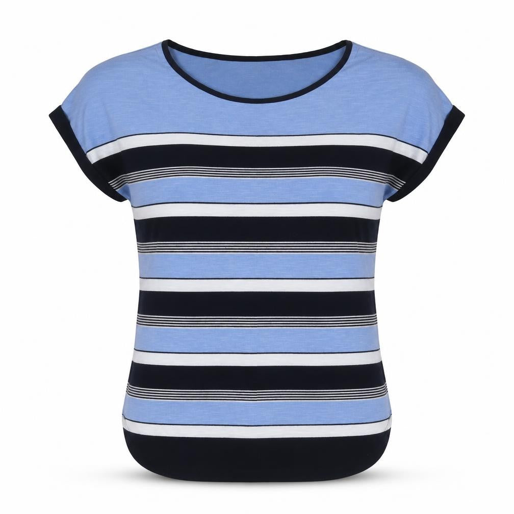 Oasis Women's Blue XS Striped Basic Tee