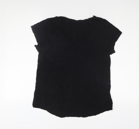 Gap Women's Black V-Neck T-Shirt Medium
