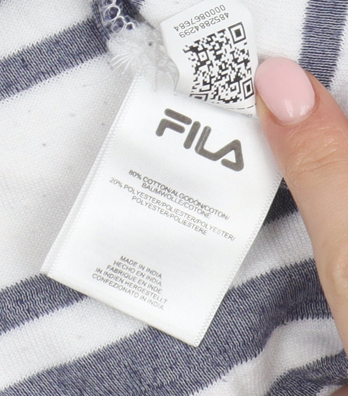 Fila Men's White Striped T-Shirt Medium