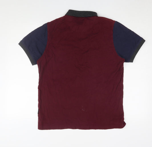 Pierre Cardin Men's Red Colourblock Polo Shirt M