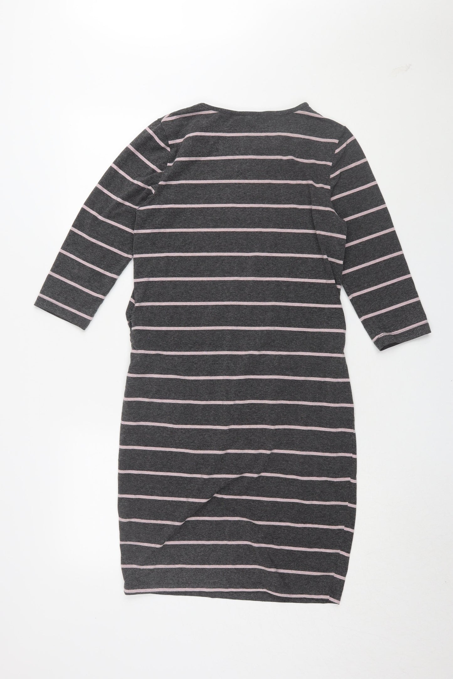 Blooming Marvellous Women's Grey Striped Bodycon Dress Size 10