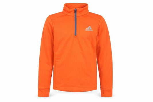 Adidas Boys Orange 1/4 Zip Sweatshirt - Size 12 Years, Activewear