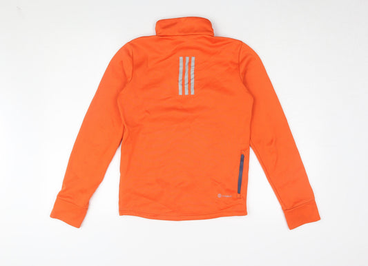 Adidas Boys Orange 1/4 Zip Sweatshirt - Size 12 Years, Activewear