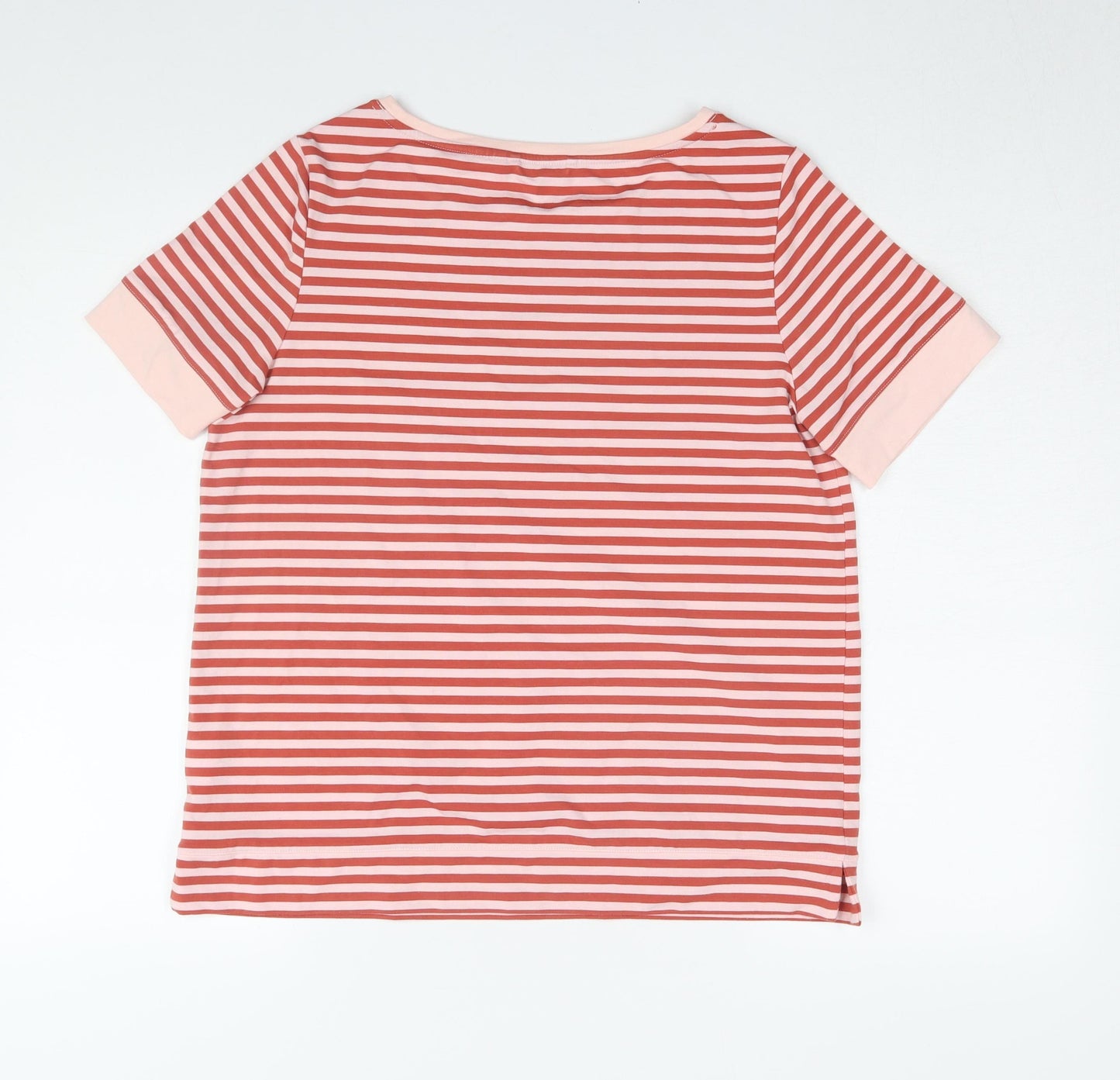 Lands' End Women's Red Striped Basic T-Shirt S
