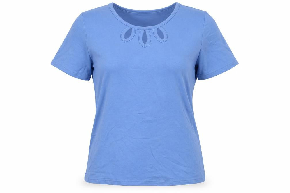 Womens UK Size S EWM Blue 100% Cotton T-Shirt