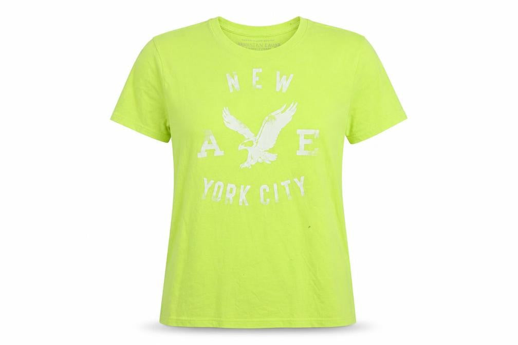 Unisex Adultss UK Size XS American Eagle Green Cotton Blend T-Shirt