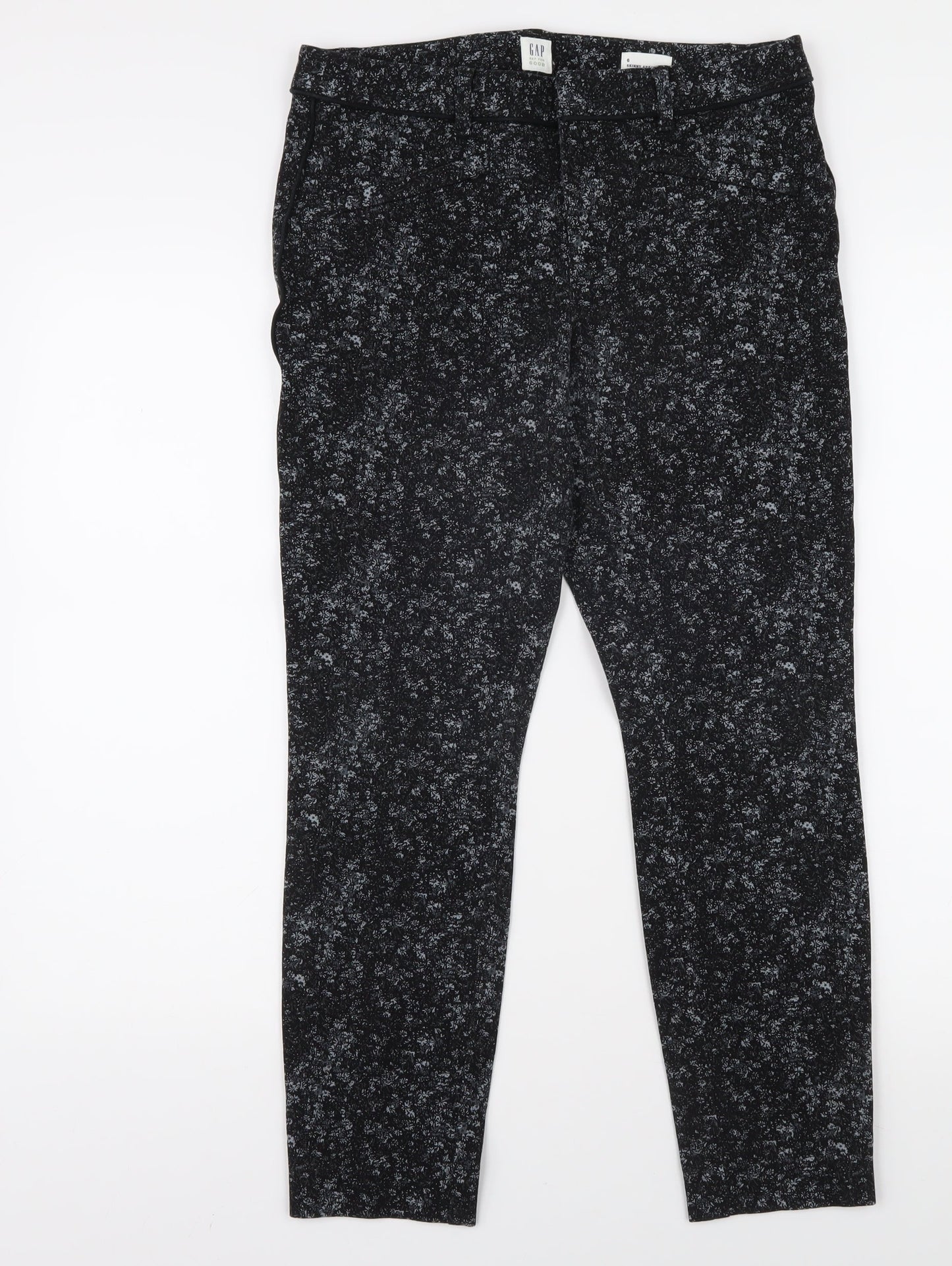 GAP Women's Black Slim Ankle Floral Trousers