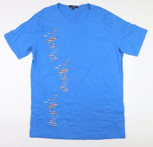 TCM Men's Blue Crew Neck Cotton T-Shirt XL