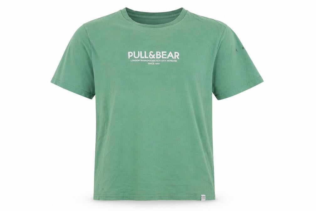 Pull & Bear Men's Green Size 10 Crew Neck T-Shirt