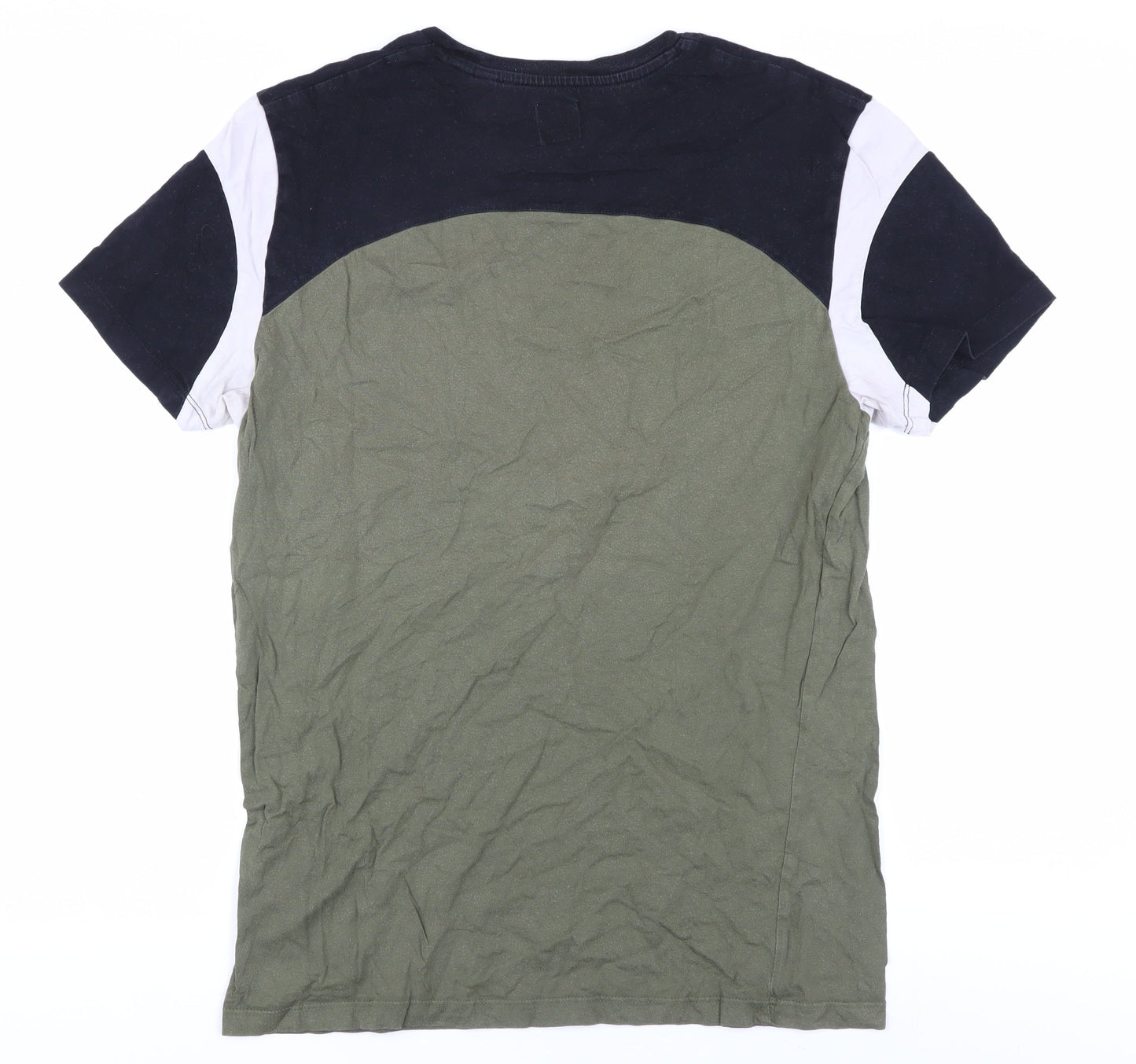 Jack Wills Men's Green Crew Neck Colourblock T-Shirt M