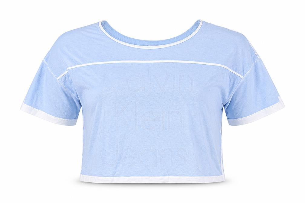 Womens UK Size M Calvin Klein Jeans Blue Cotton Blend T-Shirt