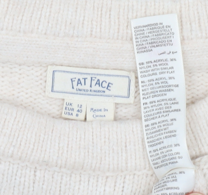 Fat Face Women’s Beige Geometric Knit Sweater UK 12