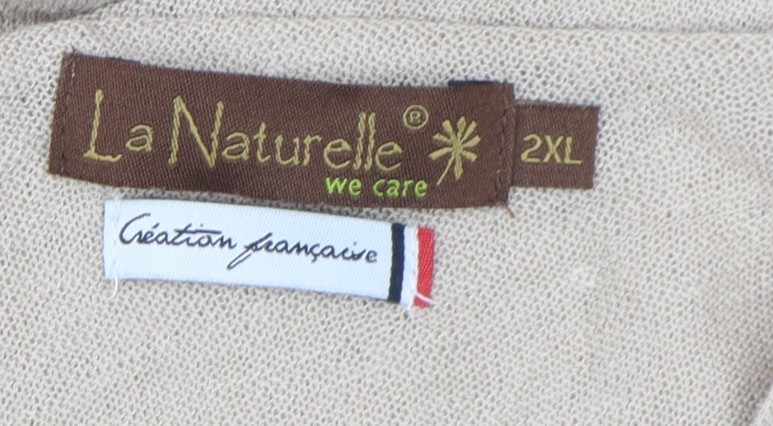 La Naturelle Women's Beige V-Neck Top - Size 2XL