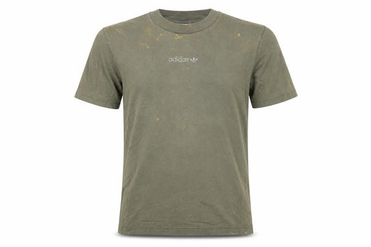 Front view of Adidas Men's Green T-Shirt - Small, Crew Neck, Logo