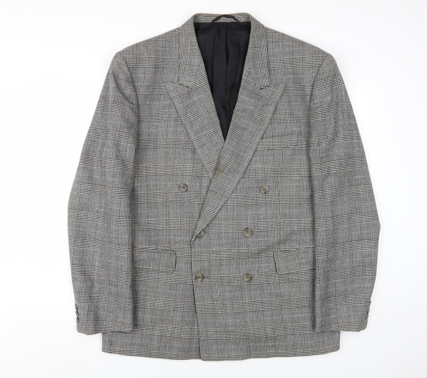 Austin Reed Men's Grey Check Double-Breasted Blazer 41R