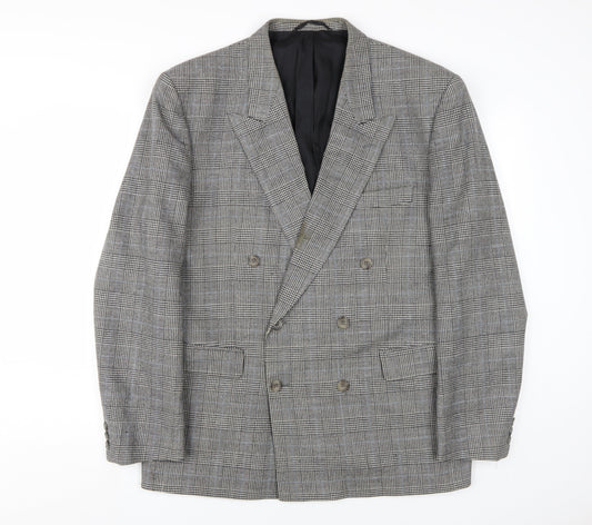 Austin Reed Men's Grey Check Double-Breasted Blazer 41R