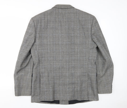 Austin Reed Men's Grey Check Double-Breasted Blazer 41R