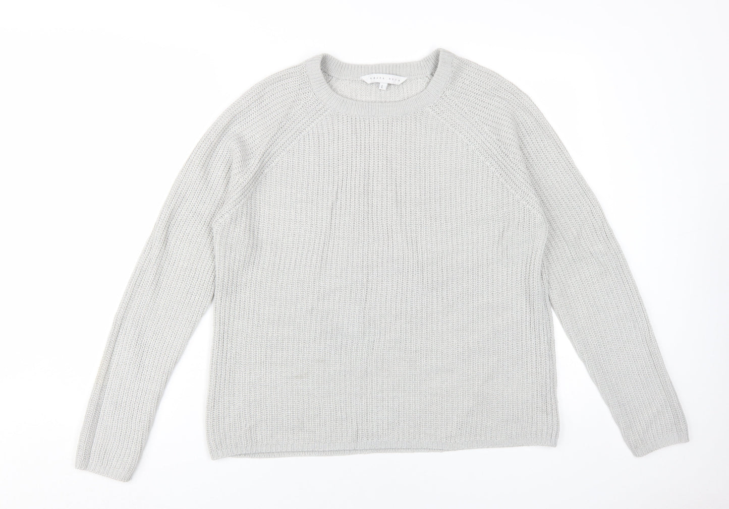Amara Reya Women's Grey Acrylic Pullover Jumper L