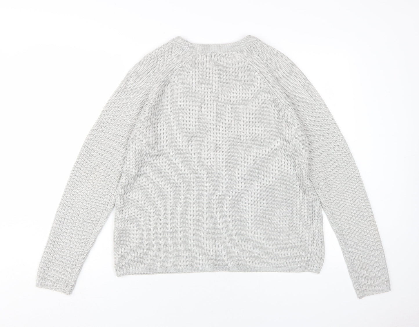 Amara Reya Women's Grey Acrylic Pullover Jumper L