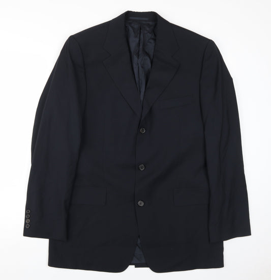 Hugo Boss Men's Black Wool Blazer, Size 40L, Formal Attire