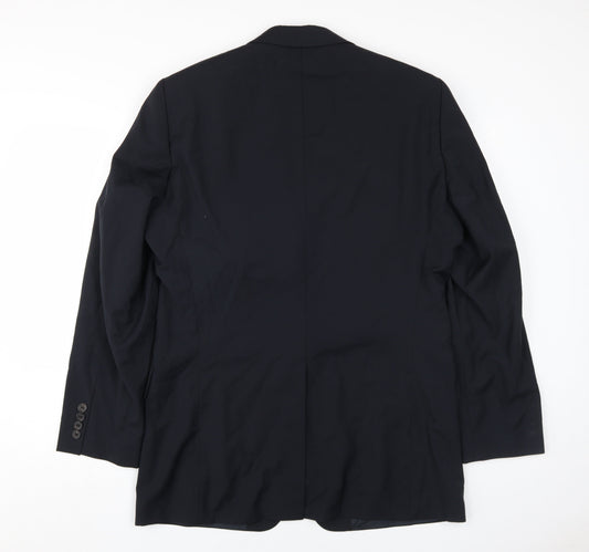 Hugo Boss Men's Black Wool Blazer, Size 40L, Formal Attire