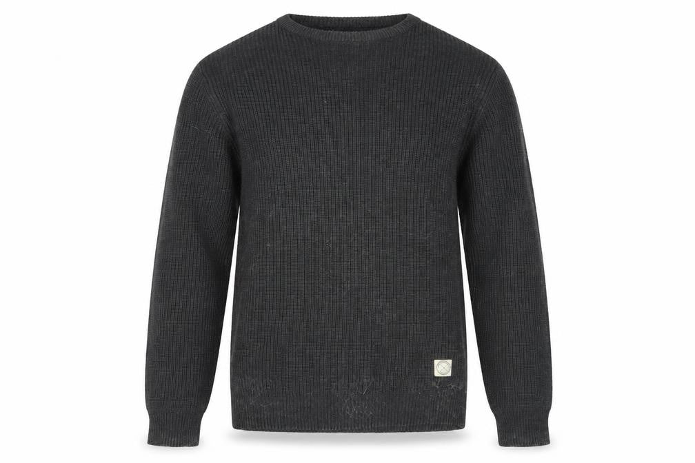 Front view of Rebel Men's Black jumper - Medium, Cotton Blend