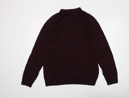 Fred Perry Men's Brown XL Henley Jumper