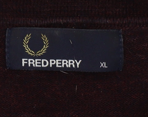 Fred Perry Men's Brown XL Henley Jumper