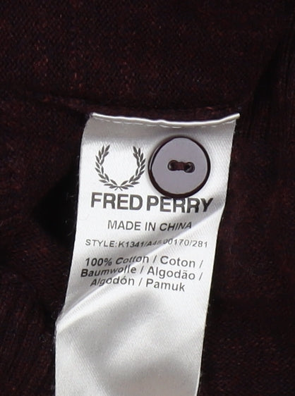Fred Perry Men's Brown XL Henley Jumper