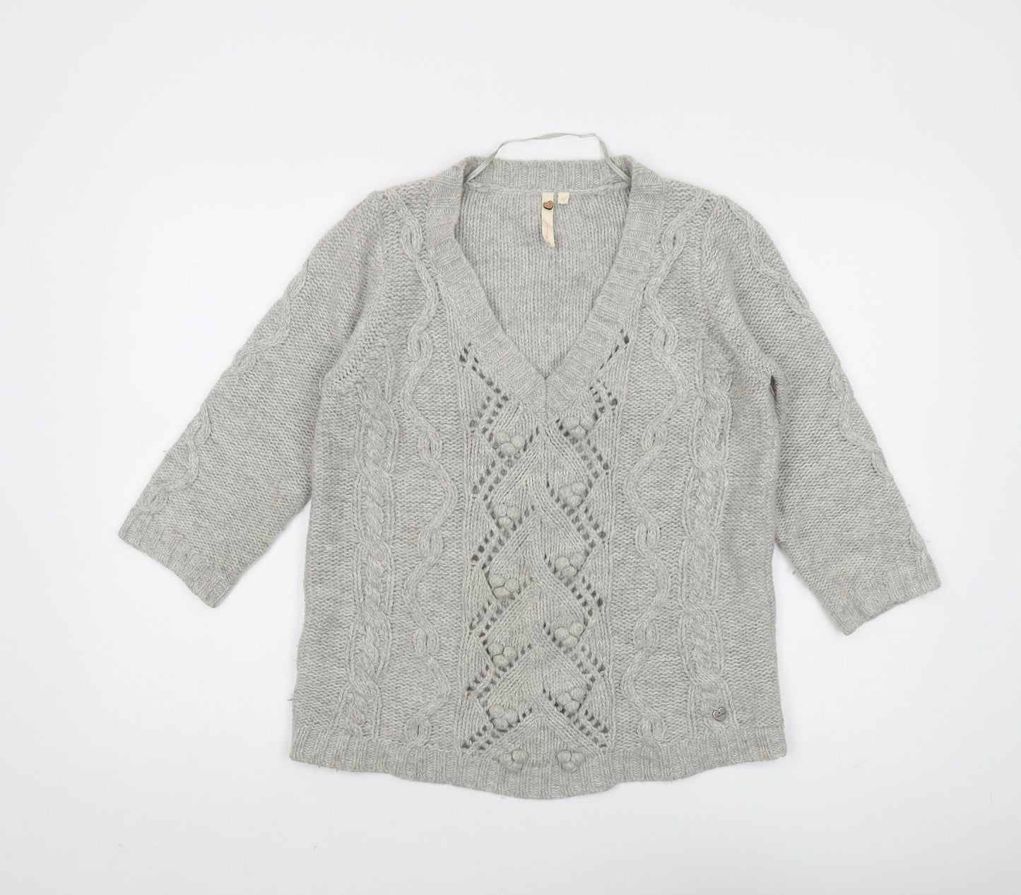 White Stuff Women’s Grey Cable-Knit Jumper Size 12