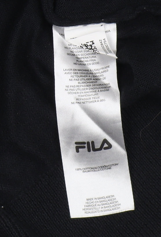 Fila Men's Black Pullover Jumper, Size M, Crew Neck