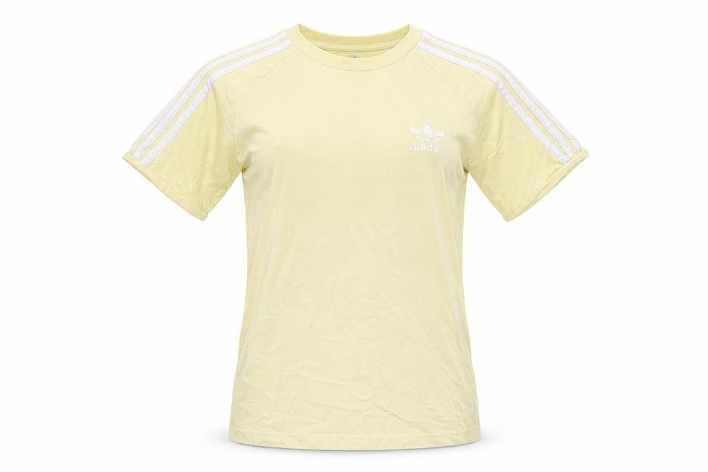 Womens UK Size XS adidas Yellow 100% Cotton T-Shirt