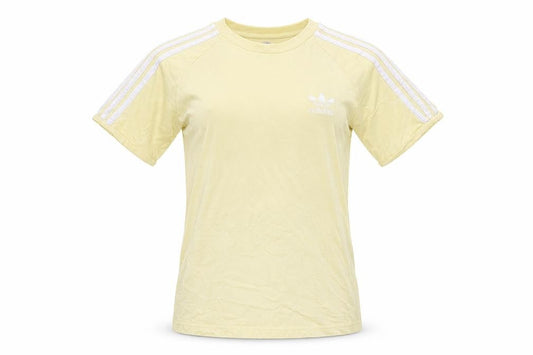 Womens UK Size XS adidas Yellow 100% Cotton T-Shirt
