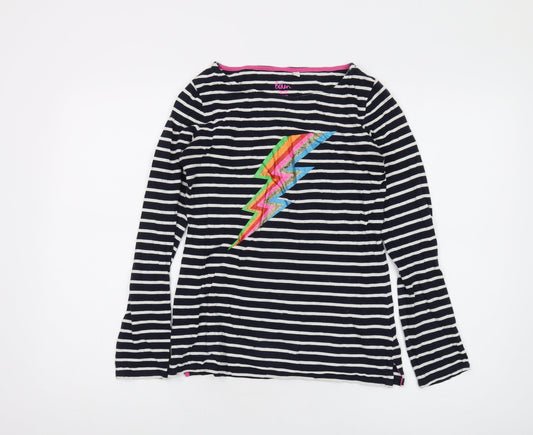 Boden Women’s Black Striped Cotton T-Shirt, Size 6